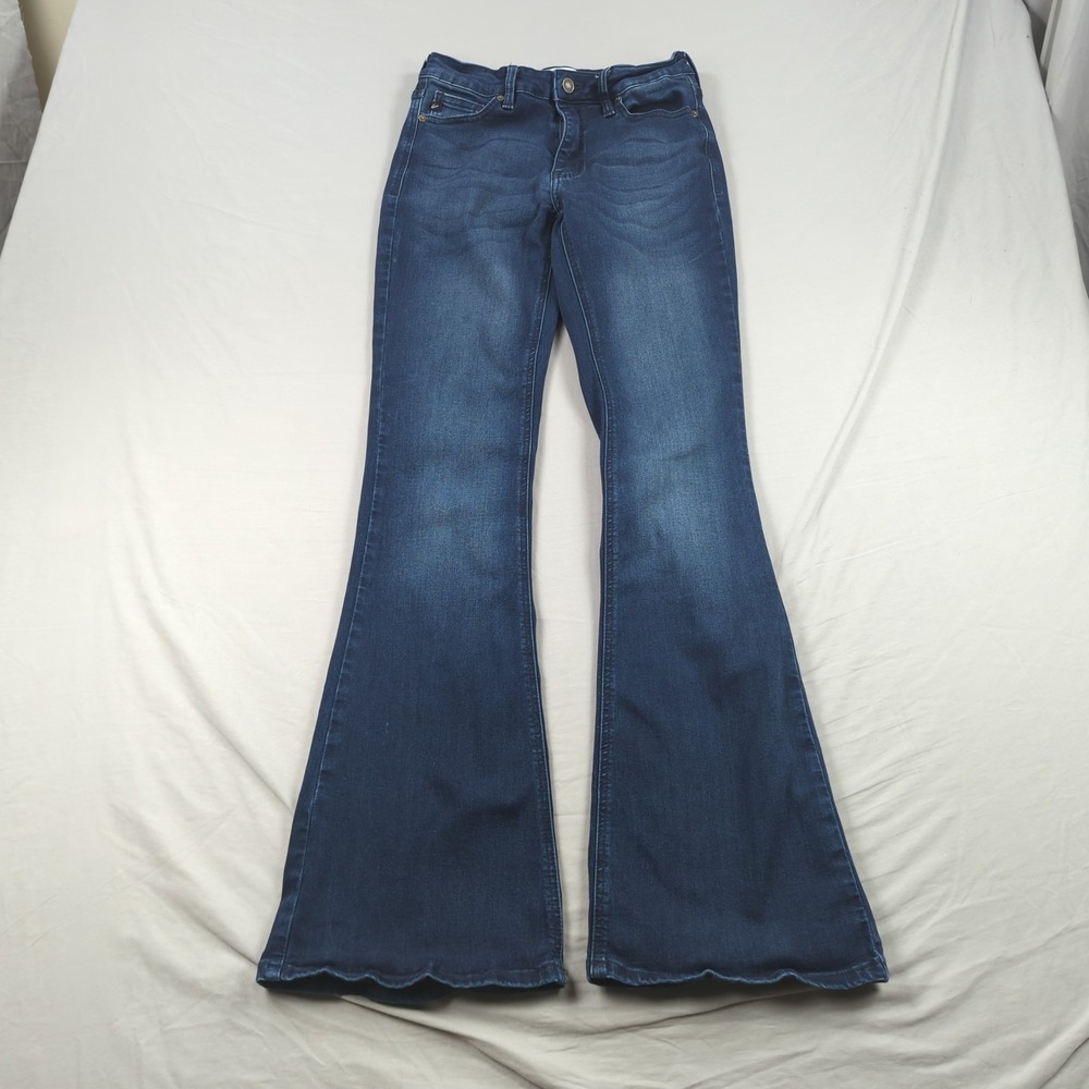 Kancan Jeans Womens 28 Blue Trisha Stretch Flare Hippie‎ Boho Dark Wash